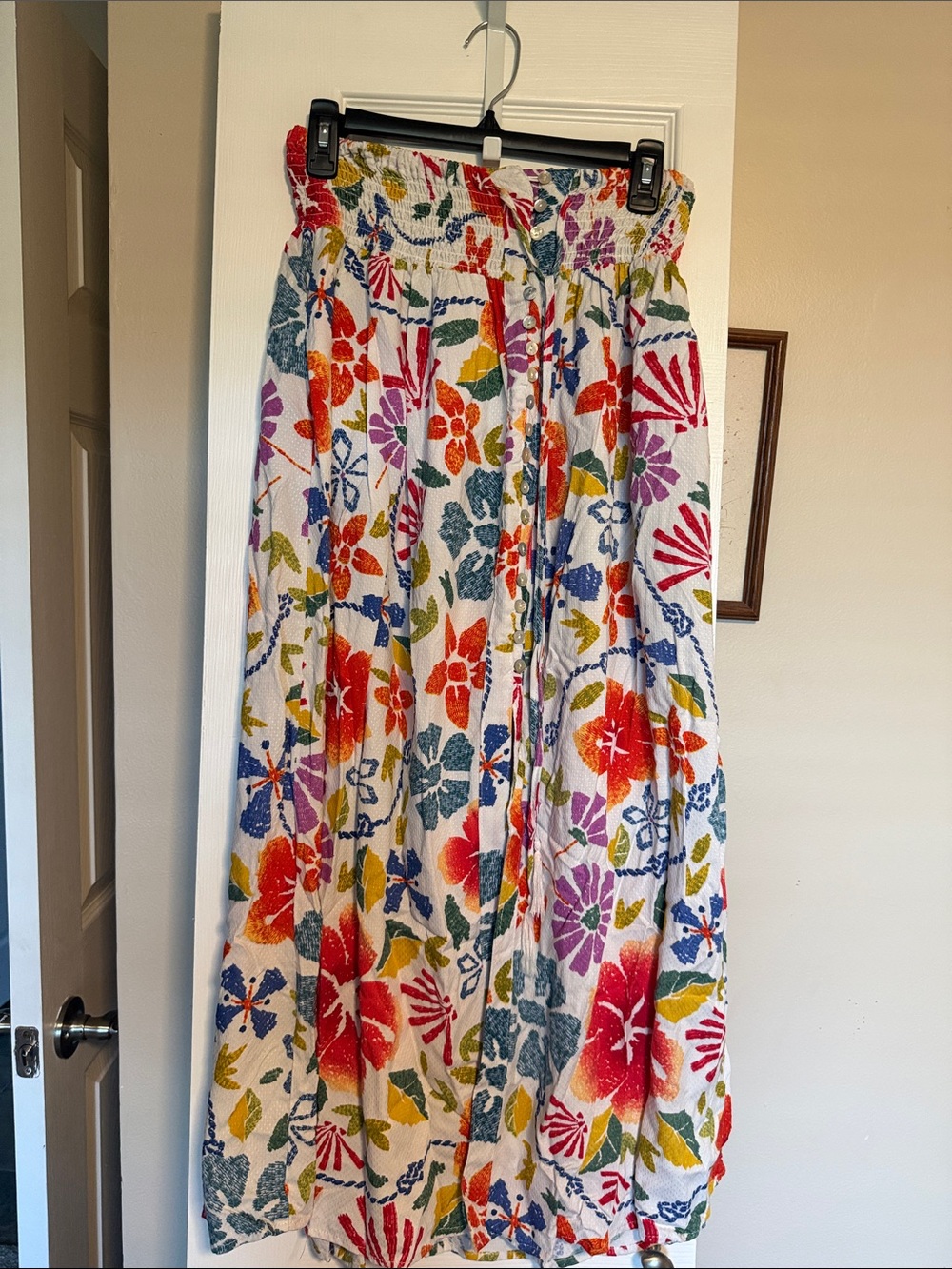 Cynthia Rowley White Maxi Skirt with Bright Floral Print